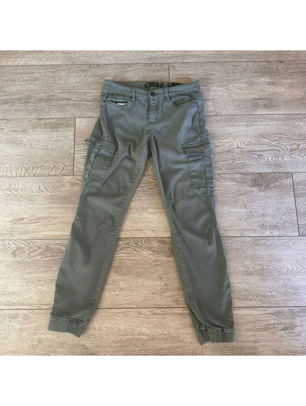 Kardashian Kollection Olive Green Cargo Jogger Pants Kim Curvy Skinny Size 8
